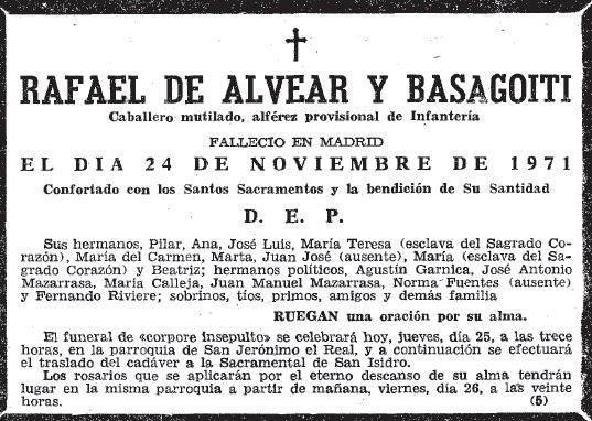 Tio Rafael de Alvear y Basagoiti. RIP 24 Noviembre 1971